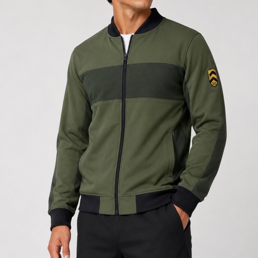 Civil Society Mens Olive Green Full Zip Track Jacket XXL Mesh Panel Bomber Style